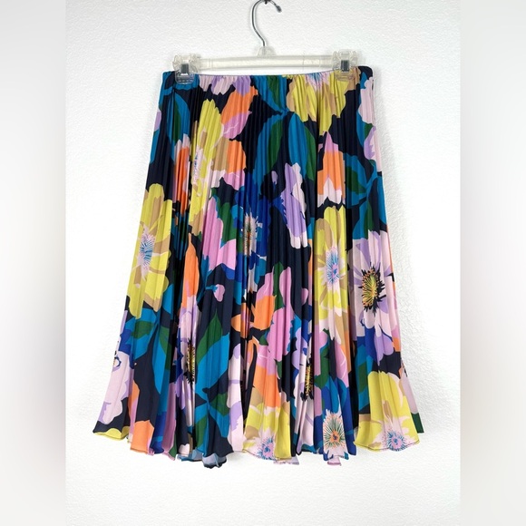 Anthropologie Maeve Midi Skirt The Valerie Pleated Blue Motif Preppy Floral sz 4 - Picture 2 of 7